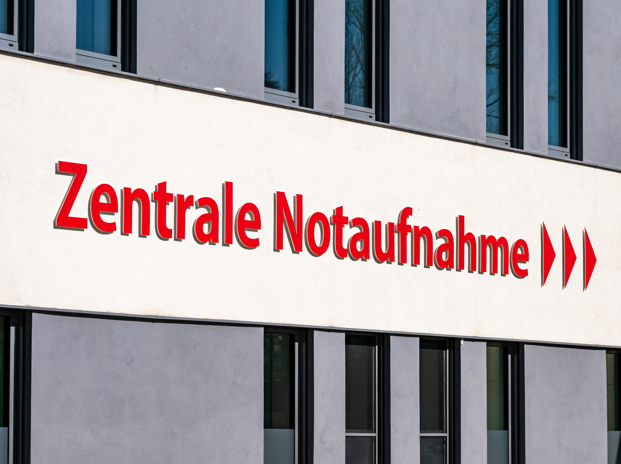 Central emergency room sign in hospital in german